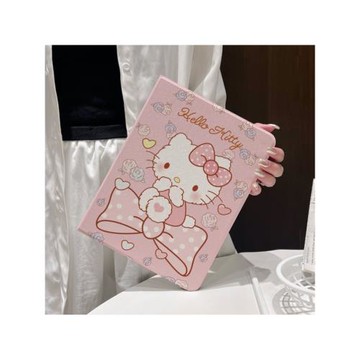 適用蘋果ipad pro保護套air平板帶筆槽卡通蝴蝶結凱蒂貓新款11代10.9寸殼全包防摔硅膠書本翻蓋式磁吸蠶絲紋