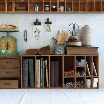 家居家具居家辦公杉木質多功能整理架家居組合叄桌面手賬彩鉛置物架收納盒畫筆收納 8VSX