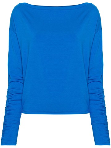 Patrizia Pepe - ruched drop-shoulder top - women - Spandex/Elastane/Viscose - 0 - Blue