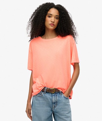 Superdry Women's Studios Dropped Shoulder T-shirt Orange Size: 2