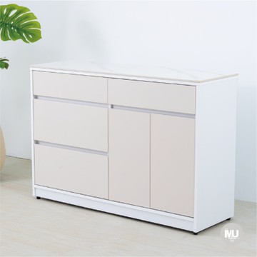 沐家具 mufurniture Yafonling 奶油風4尺餐櫃下座(含岩板)/廚房/餐廳/收納櫃