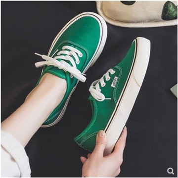 韓國安納海姆綠色帆布鞋女低幫百搭2023年新款夏季透氣平底布鞋子
