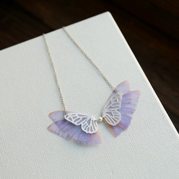 【左&右】項鏈 原創設計手作薄紗蝴蝶超仙精靈翅膀新娘伴娘鎖骨鏈