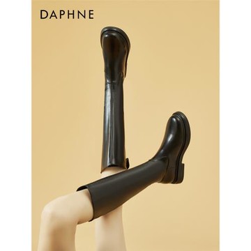 不過膝長靴女2023年爆款秋冬加絨圓頭高筒靴厚底騎士靴顯瘦長筒靴