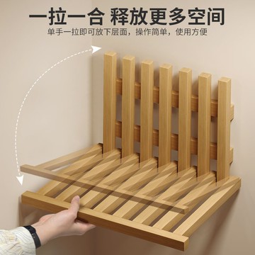 床頭櫃 懸浮床頭櫃創意家用臥室可折疊墻上置物架實木投影儀支架壁掛架子S0116快速出貨