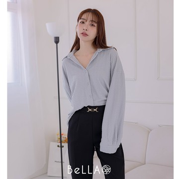 【限時５折】BeLLA 壓紋襯衫上衣 灰色