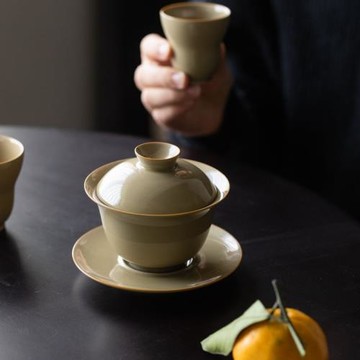 定窯手工陶瓷三才蓋碗防燙泡茶器單個家用功夫茶具大號茶碗敬茶碗