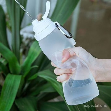 小🐑甄選🐑硅膠可折疊水杯杯子戶外運動便攜水壺騎行出差實用多功能旅行好物 3D4V