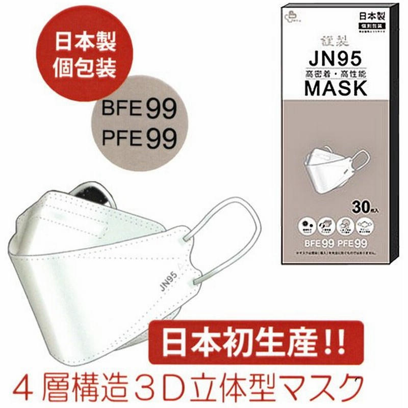 マスク 不織布 3d 立体 日本製 J95 Jn95 正規品 国産 Jis規格適合 医療用レベルクラス3 サージカルマスク 4層 30枚入 柳葉型 個別包装 ダイヤモンド形状 高性能 通販 Lineポイント最大0 5 Get Lineショッピング