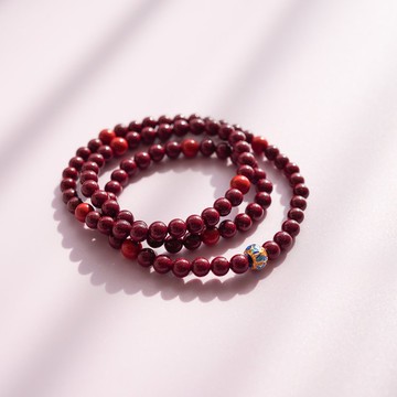 天然原礦轉運紫晶硃砂帝王硃砂藍珐琅隔珠14KGF手鏈