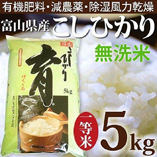 令和5年産 こしひかり 富山県産 無洗米 5kg カナダ農園 育 はぐくみ