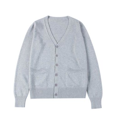 JK毛衣開衫外套女春秋日系學院風制服校供感深灰長袖針織上衣