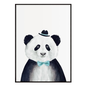 藍領結的貓熊 貓熊掛畫  70 x 50cm  黑色