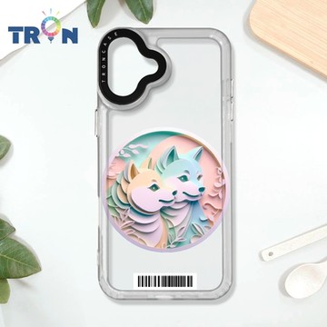 TRON iPhone 16 PLUS 可愛紙雕柴犬 防摔太空載具殼 透白 軟硬 手機殼