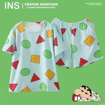兒童睡衣 兒童衣服 蠟筆小新睡衣 兒童套裝 男童套裝 睡衣套裝 冰絲睡衣 可愛睡衣 大童睡衣 夏天睡衣 短袖睡衣 空H3