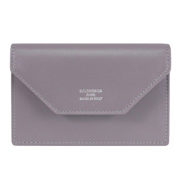 BALENCIAGA 巴黎世家 750324 燙銀LOGO信封式卡片零錢包.深灰