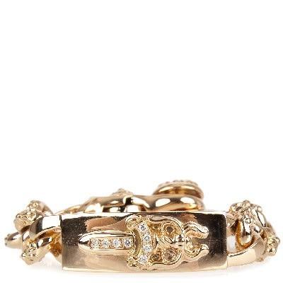 +CHROME HEARTS+ ゴールド ダガー ビーズ ブレスレット ダイヤ CHROME HEARTS ID BRACCELET DAGGER MOTIF 22K PAVE DIAMOND