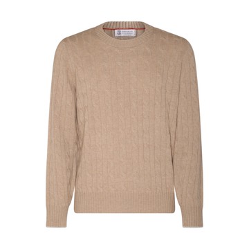 Brunello Cucinelli - Beige Cashmere Braided Jumper