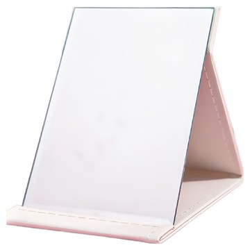 摺疊化妝鏡 3入 鏡面邊緣菱形切邊打磨 PU皮全方位包裹  簡約白