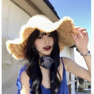 海邊度假🌟 法式大簷蝴蝶結拉菲草帽夏季帽子出遊沙灘海邊度假防曬帽簷遮陽帽沙灘帽 防曬帽