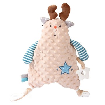 ANTIAN 嬰兒睡覺安撫巾 豆豆絨親膚玩偶 寶寶安撫玩具 哄睡抱枕  1個  小鹿 膚色  35 x 20cm