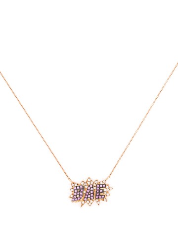 Diane Kordas - 18kt rose gold diamond pop art necklace - women - 18kt Rose Gold/Black Diamond/White Diamond - One Size - Pink