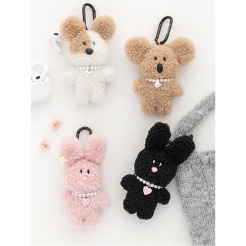 韓國Romane可愛毛絨公仔鑰匙扣卡通兔子狗狗背包掛飾掛件女生禮物