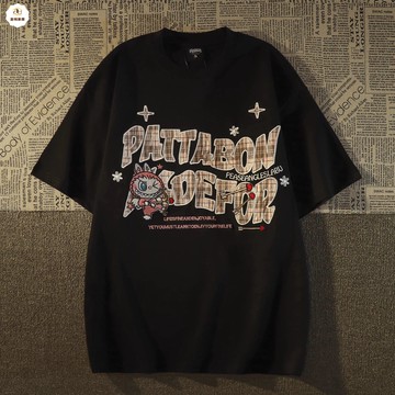 美式潮牌卡通印花labubu短袖t恤女夏2025新款甜酷風純棉半袖上衣 py6171