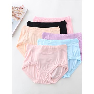 外貿日本大碼原單女士高腰平角莫代爾收腹無痕內褲大碼5條包郵