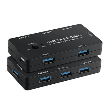 【易控王】2x4 USB2.0切換器 二進四出 USB Hub 集線器 2台電腦共享4個USB設備 (40-122)