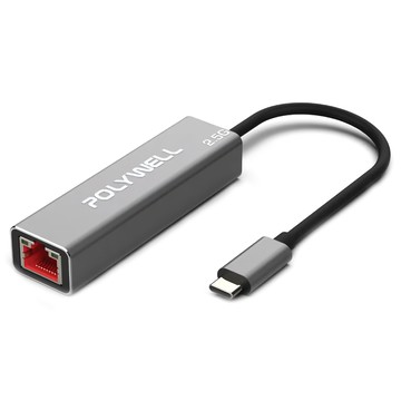 POLYWELL 寶利威爾 Type-C 2.5G 外接網卡 乙太網路卡 USB3.1 Type-C轉RJ45  PW15-T02-A012  1個