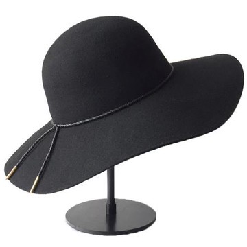 黑色經典大檐帽羊毛呢帽子女秋冬天優雅女士帽子圓頂韓版漁夫帽潮