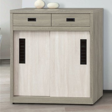 文創集 伊斯雙色3.5尺推門二抽低鞋櫃-106x40x113cm免組