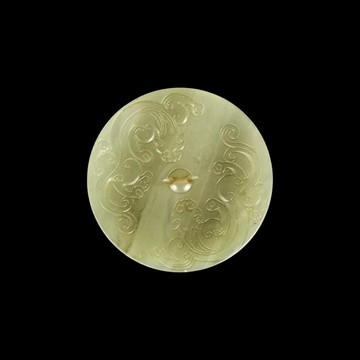 《博古珍藏》天然和闐玉雕神獸紋玉鏡珮飾．玉牌項鍊配飾把玩．早期收藏．老件．行家勿錯過．底價回饋