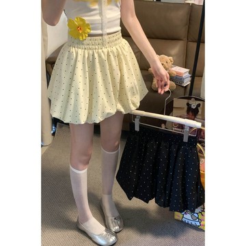 9大碼蓬蓬裙 甜美半身裙 波點花苞裙女 夏季2025新款 高腰顯瘦 防走光短裙