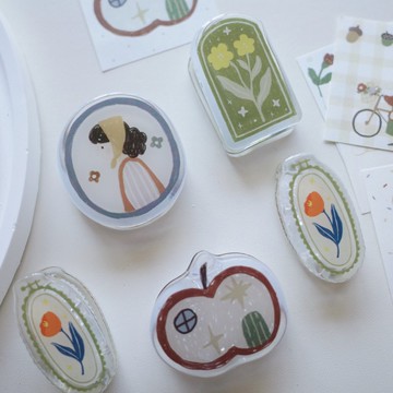 壹洱二號店新品現貨鹽系輕復古手帳滴膠夾子蘋果女孩花束可愛夾子