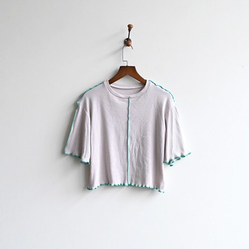 【蛋植物古著】淡霧滾邊改製針織古著上衣