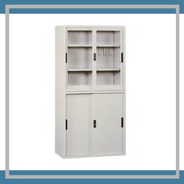 【必購網OA辦公傢俱】KG-88+KS-88 玻璃拉門活動2層式 資料文件檔案櫃【領券滿額再折千12/31止】