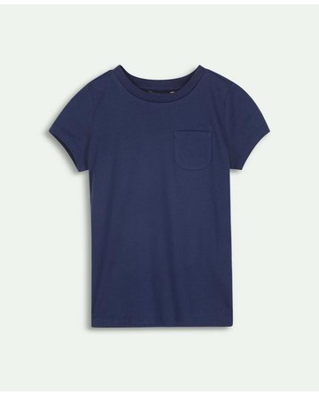 Brooks Brothers Girls Cotton Crewneck T-Shirt | Navy | Size 4