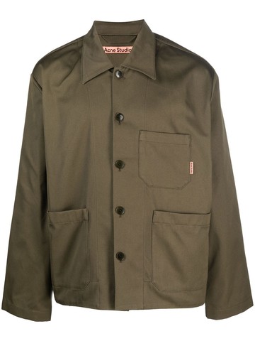 Acne Studios - single-breasted shirt jacket - men - Cotton - 50 - Green