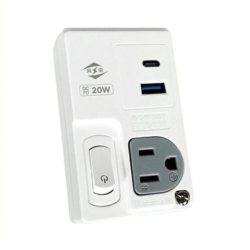 【威電】CB-3111C 3孔1開1插+QCPD 1A1C USB 3轉2孔 分接式 插座(高負載 壁插 分接器)