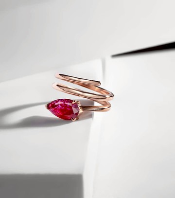 Shay Jewelry Ruby Pear 18kt rose gold ring with ruby