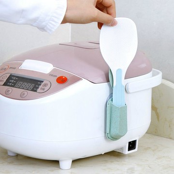 飯勺吸盤底座 收納 電鍋 飯鍋 側壁 勺子 叉子 餐具 廚房 小麥 飯匙♚MY COLOR♚【P594】