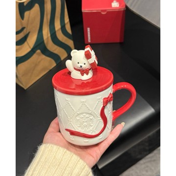 星巴克杯子2026新年禮物杯子心動部落格可愛小熊款馬克杯高顏值帶蓋辦公桌面咖啡杯