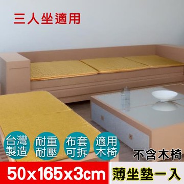 【凱蕾絲帝】台灣製造-木椅通用高支撐記憶聚合3cm薄坐墊(165x50)三人坐(2款可選)