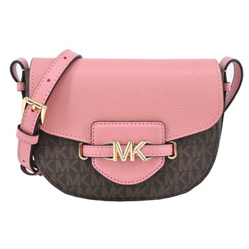 MICHAEL KORS REED荔枝紋滿版磁吸撞色馬鞍斜背包-小/柚粉_廠商直送