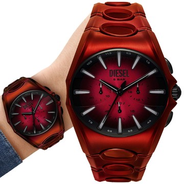 DIESEL D-Curve 曲線型前衛工業風三眼計時手錶 男錶-48mm DZ4693