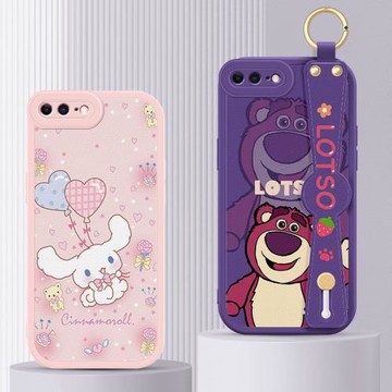 適用蘋果7plus手機殼A1864卡通草莓熊可愛玉桂狗iphone7女全包防摔硅膠皮軟套A1661手腕帶支架斜挎背掛繩pg7p