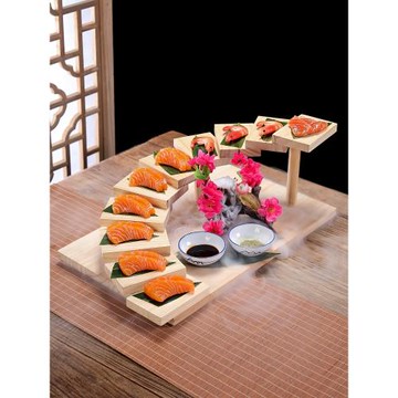 日式階梯烤肉餐具步步高升刺身壽司盤子意境菜創意火鍋餐具木質