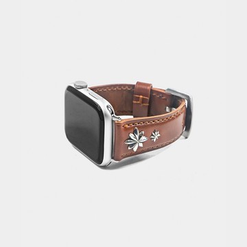 5-Star Concho Apple Watch Strap_Brown_Brown Stitch